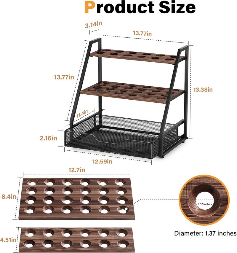 Wolera 3-Tier Wooden Fresh Egg Holder Countertop With Basket for 36+90 Eggs, Wooden Egg Holder Countertop with Carry Handle for Gathering 100+ Eggs, Duck, and Quail Eggs - Image 5